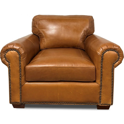 4950 Accent Chair in Saddle Brown with Croc Detail Top Grain Leather